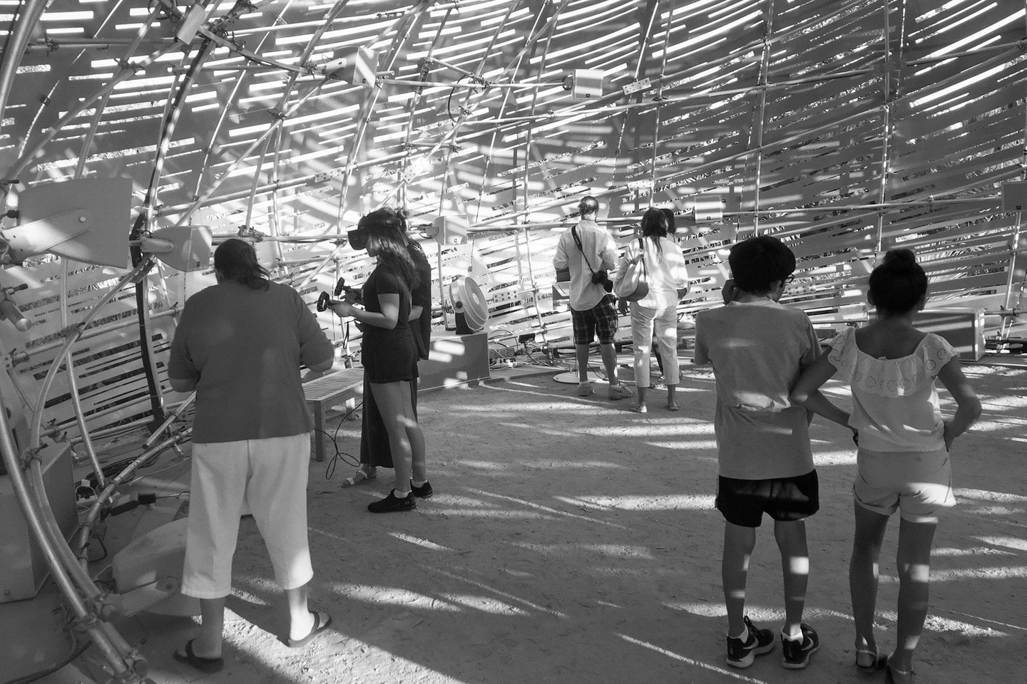 Visitors inside the Orbit Pavilion