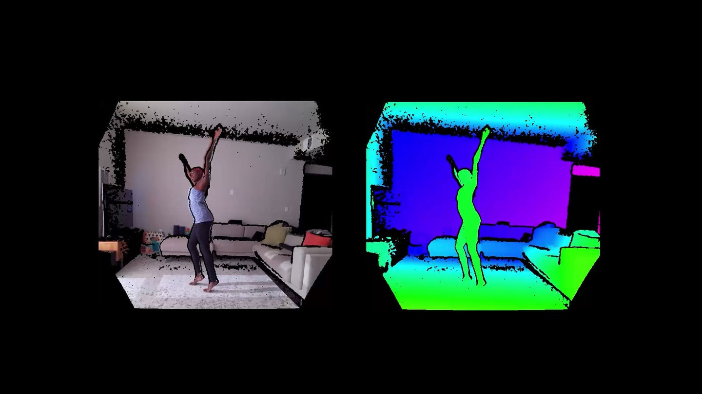 View of the Kinect's RGB image (left) and depth image (right)
